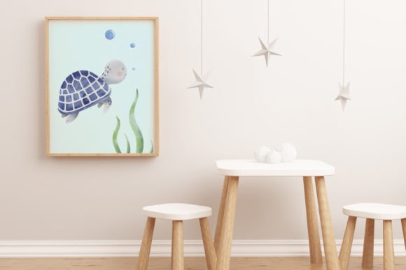 Download Blue Sea Turtle Nursery Wall Art - Premium Bundle