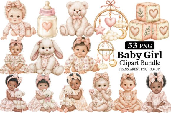 Download Baby Girl Clipart PNG Bundle - Baby girl clipart Collection