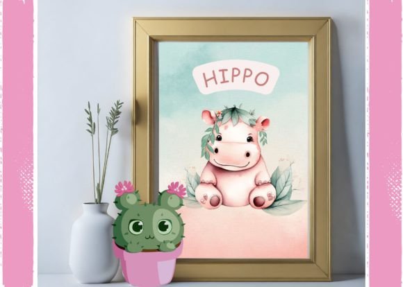 Download Hippo Watercolour Nursery Wall Art - Premium Resources