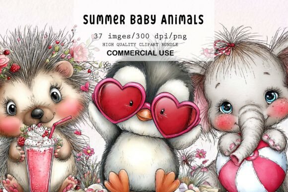 Download Whimsical Summer Baby Animals Clipart - Baby animals clipart Collection