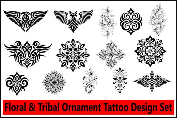 Download Floral &amp; Tribal Ornament Tattoo Set - Tribal ornament Collection